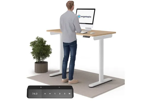 Ergotopia Desktopia One höhenverstellbarer Schreibtisch in beige von Ergotopia