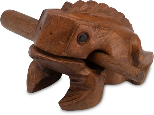 Logoplay Holzspiele Spiel, Frosch Klangfrosch Gr. 5 – 14 cm Klangtier aus Holz Handgefertigtes Musik-/Percussion-InstrumentHolzspielzeug