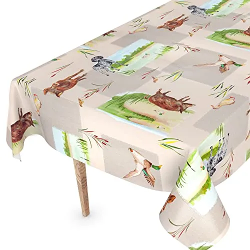 Wachstuchtischdecke Wachstischdecke Tischdecke abwaschbar Gartentischdecke Wachstuch Eckig rund oval 90 x 130cm Schnittkante Jäger Motiv