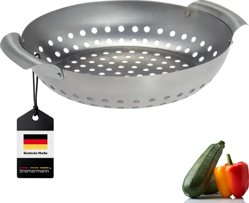 bremermann Grillkorb rund 27 x 6 x 22,5 cm Edelstahl Grillpfanne Grillplatte