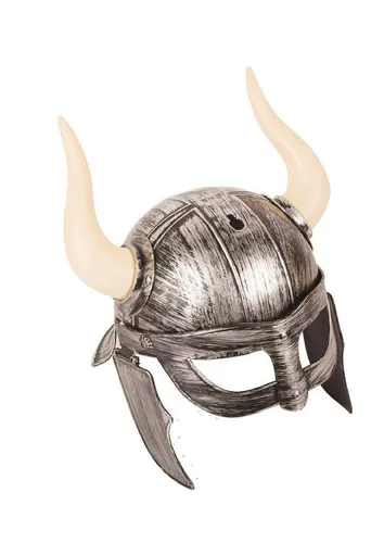 Karneval-Klamotten Kostüm Wikinger-Helm Brillenhelm Erwachsene mit Hörner, Wikingerhelm für Erwachsene grau mit Hörnern Nordmann