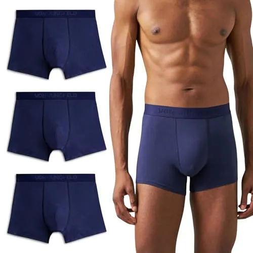 von Jungfeld Herren Boxershorts aus Bio-Baumwolle – Nachhaltige Herren Unterwäsche | eng anliegende Unterhosen Schwarz & Navy Gr. S-XL (DE/NL/SE/PL, Alphanumerisch, L, Regular, Regular, Dark Navy)