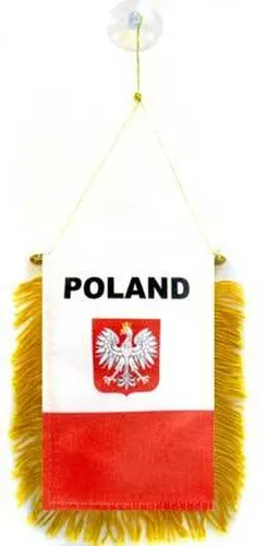 Wimpel POLEN MIT ADLER 15x10cm - POLNISCHE Mini Flagge 10 x 15 cm - Auto Pennant