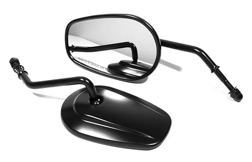 WTMT Spiegel Set Custom Schwarz Diamond Twin Cam Style für Harley Davidson ECE Spiegel links rechts Motorradspiegel konvex getönt schwarz ECE zugelassen 14 x 9 cm Arm 15 cm
