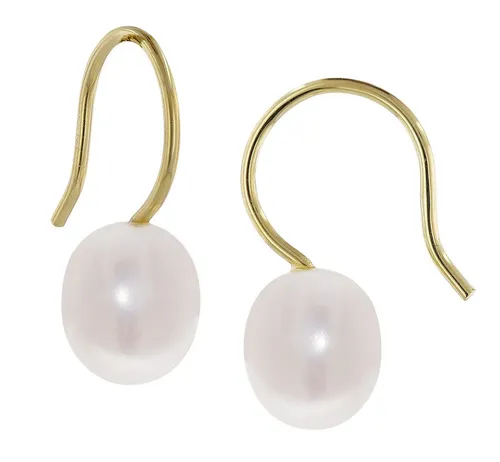 trendor Paar Ohrhänger 333 Gold mit Süßwasser-Zuchtperlen - Elegante Bügelohrringe aus 333 Gold mit schimmernden Süßwasser-Zuchtperlen, ideal für besondere Anlässe und jeden Tag.