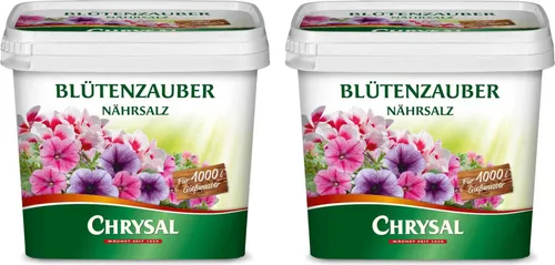 Chrysal Blütenzauber Nährsalz 2x 1 kg - Mineralisches Nährsalz für blühende Pflanzen, sofort wasserlöslich und schnell aufgenommen. Ideal für 1000 Liter Gießwasser!