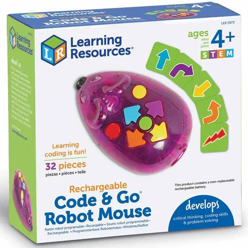 Learning Resources Wiederaufladbar Code & Go Roboter Maus Interaktiv Coding Toy
