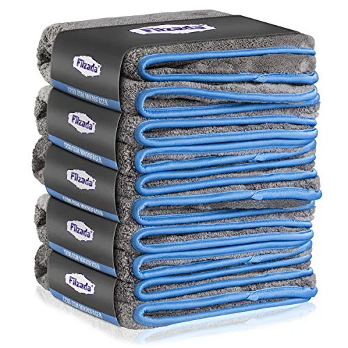 Filzada® 5X Lackschonendes Mikrofasertuch Auto Mit 1200 GSM - Unfassbare Saugkraft Und Fusselfrei Dank Extrem Weicher Mikrofaser - Auto Poliertücher Zur Professionellen Autopflege in 42x48cm (3)
