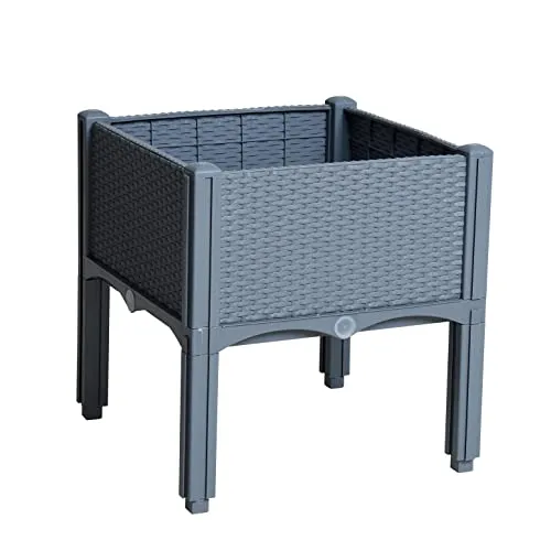 ESTEXO Blumenbeet Hochbeet Gemüsebeet 40x40x44 cm Pflanzbeet Pflanzkasten mit Füßen Grau