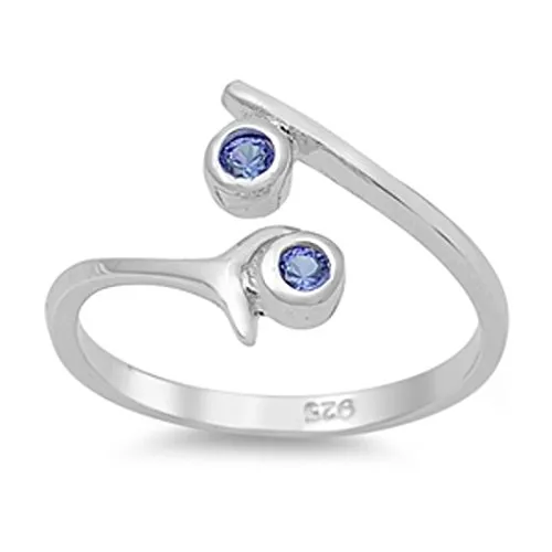 7K Zehenring aus 925 Sterling Silber als Fußschmuck für Damen, Herren und Mädchen, Größenverstellbar, Blauer Zirkonia 4