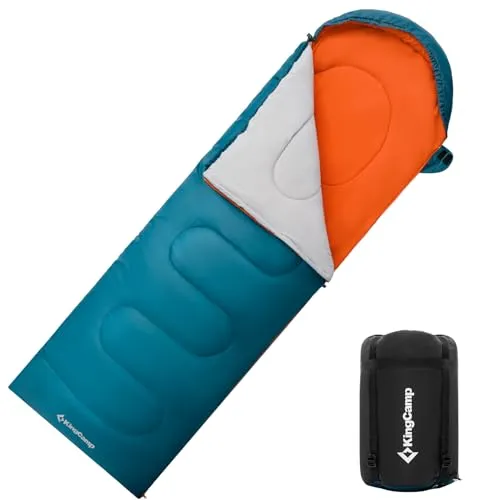 KingCamp Schlafsack, warm und leicht, einzigartigem Farbdesign, komplett entfaltbar, vielseitig einsetzbar Schlafsack Outdoor, wasserabweisend, Schlafsäcke für Camping, (Himmelblau L Zip, 220×75cm)