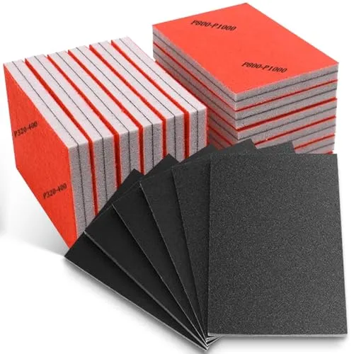 KAIYAYA 27 Stück Schleifschwämme Set,180-3000 Körnung Nass-Trocken-Schleifblock schleifpad Schleifpapier, Flexibler Schleifschwamm Holz,Metall & Auto | Wasserdicht & Langlebig |Renovierung Polieren