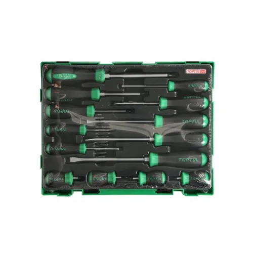 TOPTUL Schraubendrehermischsatz GZC14010 - 14-teiliges Set mit Flach- und Philips PH Schraubendrehern, ideal für präzise Arbeiten und Reparaturen.