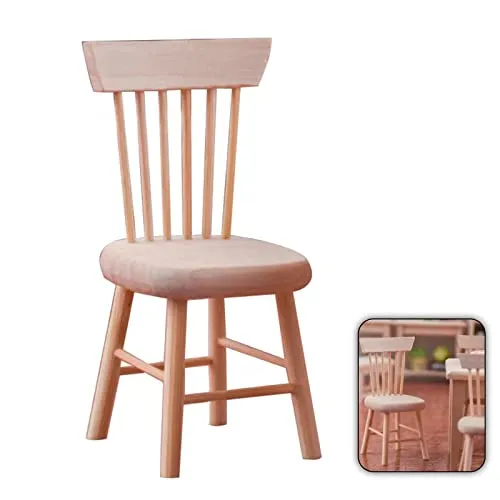 KAYLRE Puppenhaus Möbel Maßstab 1:12 Puppenhaus Holzmöbel Miniatur-Set Puppenhaus Zubehör Möbel Modell-Küche Zimmer-Stuhl