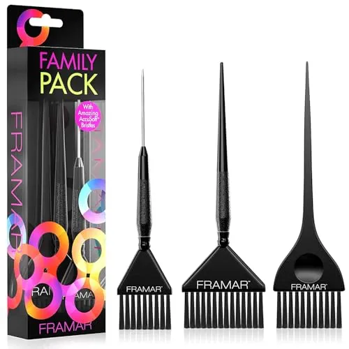 FRAMAR Haarfärbepinsel Set - Haarfärbepinsel Friseur Bürste, Pinsel Haare Färben, Haarfärbeset, Haare Färben Zubehör, Haarfarbe Pinsel, Farbpinsel Haare, Schwarz - 3PC