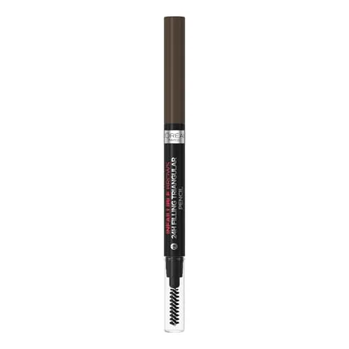 L'Oréal Paris Augenbrauenstift mit herausdrehbarer Dreiecksspitze für definierte und natürliche Augenbrauen, Infaillible Brows 24h Brow Filling Triangular Pencil, Nr. 1.0 Ebony
