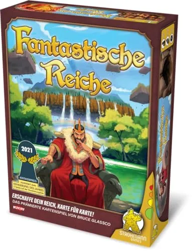 Strohmann Games Fantastische Reiche - Strategisches Kartenspiel - Erleben Sie das spannende Kartenspiel Fantastische Reiche! Kreieren Sie das mächtigste Königreich mit 53 einzigartigen Karten. Einfach zu erlernen, aber mit unendlichen Kombinationsmöglichkeiten für strategischen Spielspaß.