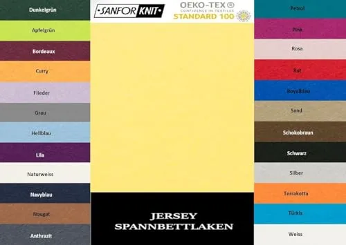 EXKLUSIV HEIMTEXTIL Jersey Spannbettlaken 60 x 120 cm Gelb 100% Baumwolle Öko - Tex Zertifiziert Bed-Sheet Bettlaken Spannbetttuch