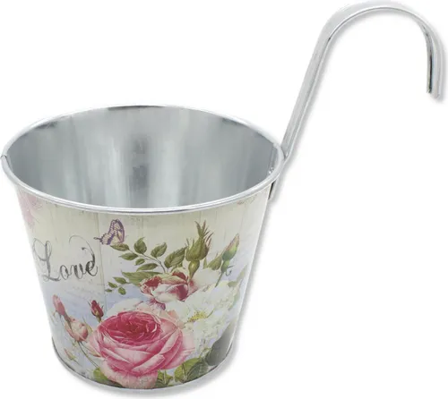 Metall Hängetopf - Ø 15cm x 13cm Rosen 4 Stück