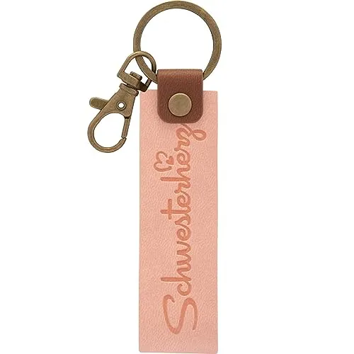 GRUSS & CO Schlüsselanhänger Kunstleder Motiv Schwester | Anhänger aus rosa Kunstleder mit Motiv Schwesterherz, inkl. Karabiner | 48380