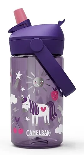 CAMELBAK THRIVE FLIP STRAW KIDS 14OZ Sportflasche – auslaufsicher – kindgerechte Größe – einfacher Trinkverschluss – Unicorn Party, Größe: OS