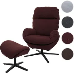 Relaxsessel + Hocker HWC-L12, drehbarer Fernsehsessel mit Wippfunktion - Sessel mit Wippfunktion und gepolstertem Hocker, 360° drehbar für höchsten Komfort und Stabilität. Ideal für entspannte Stunden vor dem Fernseher oder beim Lesen.