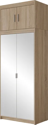 MIRJAN24 Kleiderschrank Elena 2D3S mit Frontspiegel - Drehtürenschrank mit 4 Türen und 3 Schubladen, inklusive Kleiderstange und elegantem Frontspiegel – ideal für stilvolle und funktionale Garderoben.