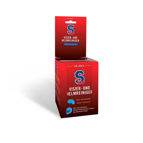 S100 Visier- und Helmreiniger - Reinigungstuch für Helme und Visiere, auch für getönte oder verspiegelte Teile geeignet, entfernt Fliegen und Staub mühelos.