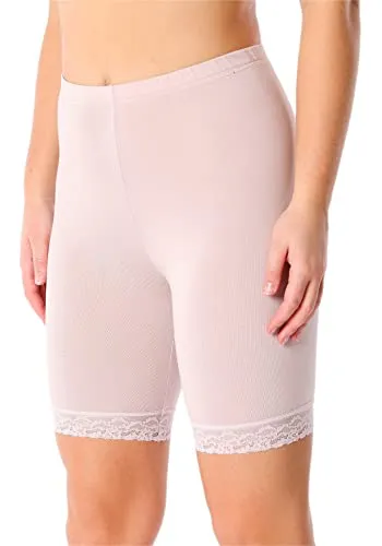 Merry Style Damen Kurze Leggings mit Spitze Freizeithose High Waist Radlerhose Hohe Taille aus Viskose MS10-431 (Puderrosa, S)