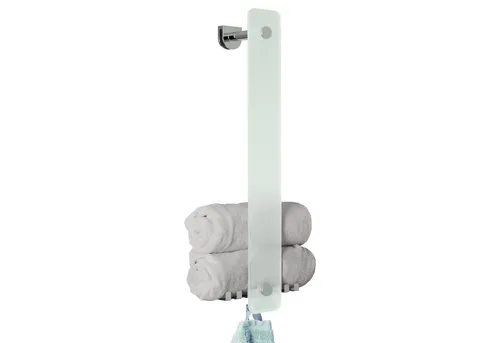 bremermann Bad-Serie Lucente - 2in1 Glashandtuchhalter - Handtuchhalter & -stangen, vielseitig montierbar an Wand oder Glasduschwand, mit 6 Haken für zusätzlichen Stauraum und elegantes Design aus rostfreiem Edelstahl.