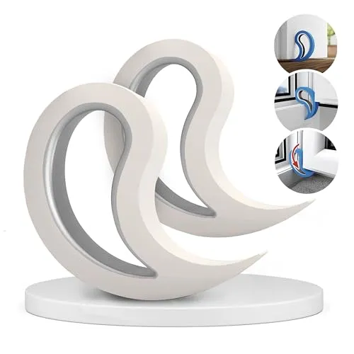 Stoppy, Stoppi, Fensterstopper, Türstopper, Türkeil, Türhaken, Fensterklammer, 2er Set (erhältlich in 14 Farben) (Weiß)