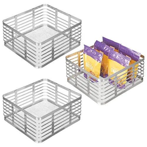 mDesign Allzweckkorb Gitterbox Drahtkorb 3er Set in silber von MDESIGN
