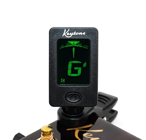 Keytone® Clip-On Stimmgerät Tuner mit LCD-Display E-Gitarre Bass Ukulele Violine chromatisch mit Batterie