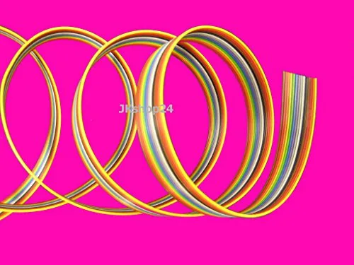 FLACHBANDKABEL 14-Adrig/Polig/Pin | Meterware (EUR 3,95/m) | FLACHBANDLEITUNG-AWG28 im 1,27mm-Raster (Pitch) | Farbige FBL/Rasterstegleitung mit IEC-Ader-Farbfolge|Flache,flexible,Band-Leitung/Kabel