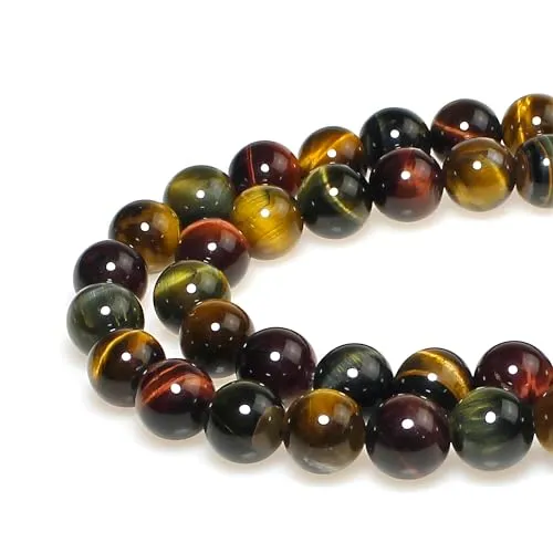 Perlen zum Auffädeln 6mm 60 stück Dreifarbiger Tigerauge Edelsteine Perlen mit Loch Natürliche Lose Runde Steinperlen für Herstellung Schmuck Armbänder Halsketten