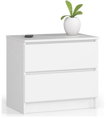 MILORD Kommode K60 mit 2 Schubladen – Modernes Design für Wohnzimmer und Schlafzimmer - Schlichte Eleganz: Diese 55 cm hohe Kommode bietet praktische Ablagefläche und viel Stauraum. Ideal für schmale Räume, mit pflegeleichter Oberfläche und leichtgängigen Schubladen auf Metallschienen.