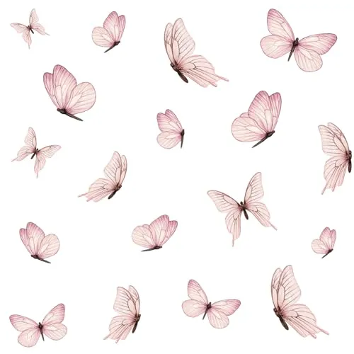 Wandaufkleber Set 18 Schmetterlinge auf 3 Din A4 Bögen Wandsticker für Kinderzimmer Wohnzimmer Deko Aufkleber Wandtattoo selbstklebend Y060 (Nr. 2 Rosa)