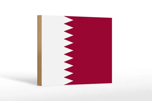 Holzschild Flagge Katars 18x12 cm Flag of Qatar Deko Schild