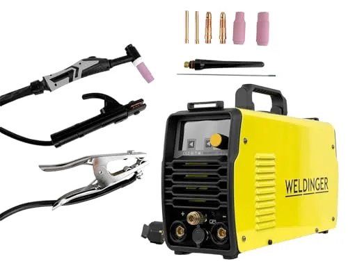 WELDINGER WIG-Schweißgerät WE 201PW DC HF Lift Puls - 200 A, kompakt und leistungsstark mit 5 Jahren Garantie für präzises Schweißen von Stahl, Edelstahl und Kupfer