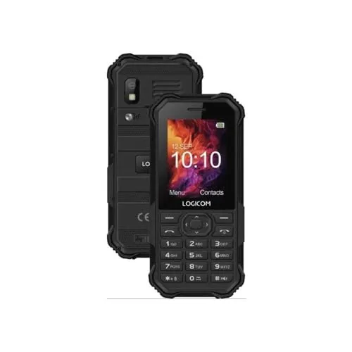 Logicom - Stoßfestes 4G-Mobile mit Dual-SIM, das XTREM 40, Display 2,4 Zoll, Speicher 48 MB, Akku mit 2100 mAh, Akkulaufzeit bis zu 7 Tage Standby-Zeit, mit einer Taschenlampenfunktion – Schwarz