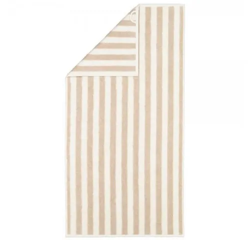 Cawö Duschtücher STUDIO STRIPES, 70 x 140 cm, Beige, Weiß - Badetücher mit schickem Streifenmuster aus 100 % Baumwolle, besonders weich und saugfähig. Made in Germany, ideal für stilvolle Badezimmer.