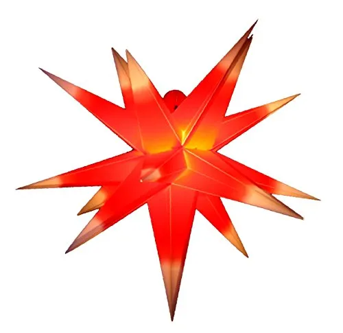 GURU SHOP 3D Außenstern Kaspar - Faltstern mit 18 Spitzen - Wetterfester Weihnachtsstern für Außenbereiche, Ø 55 cm, einfach aufzubauen und inklusive 7 m Kabel & LED Leuchtmittel für festliche Beleuchtung.