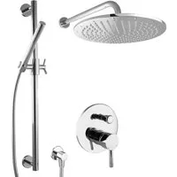 PaulGurkes Duschsystem Unterputz Komplett Set - Elegantes Duschsystem aus massivem Messing mit hochwertiger Verchromung. Inklusive Regenbrause Ø 30 cm und flexibler Handbrause für ein luxuriöses Duscherlebnis.