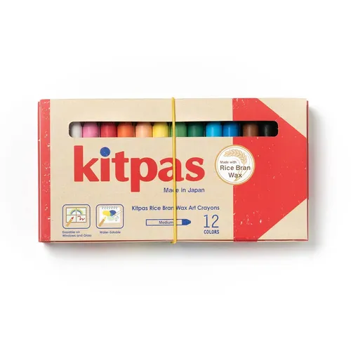 Kitpas Rice Wax Crayon Medium 12 Colours