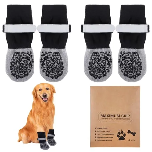 DONQTWAY 2 Paar Hundesocken, Hundesocken Anti Rutsch, Hundeschuhe Sommer, Pfotenschutz Hund, Hundeschuhe Socken, Hunde Socken für Innen und Außenbereich, Schutz vor Kratzern auf Hartholzböden