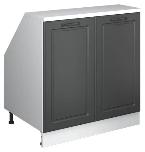 Vicco Unterschrank R-Line, Anthrazit Landhaus/Weiß, 80 cm mit 2 Türen - Optimaler Küchenschrank für Dachschrägen mit 2 Türen und erweiterter Tiefe von 60 cm. Bietet viel Stauraum für Geschirr und Utensilien. Robuste Bauweise für zuverlässige Qualität im täglichen Einsatz.