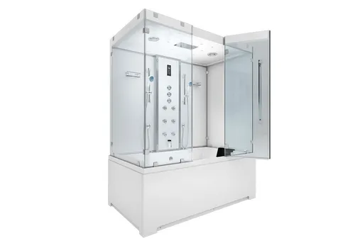 AcquaVapore Grossraumdusche K80-WS-TH-C-ALL – Duschtempel mit Sicherheitsglas - 3-in-1 Duschsystem für entspannende Wellness-Momente. Ausgestattet mit Regendusche, Handbrause und Massagefunktionen. Kompakte Maße mit einfacher Montage.