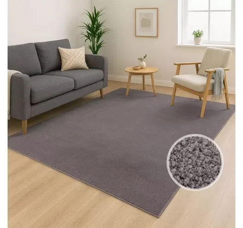 carpet city Waschbarer Teppich Einfarbig Kurzflor - Dunkelgrau 120x160 cm - Teppich für Wohnzimmer, Schlafzimmer & Flur, maschinenwaschbar bei 30 °C, rutschfest und ideal für Familien & Haustiere.