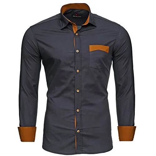 Reslad Männer Hemd bügelfrei Slim Fit Anthrazit XL - Elegantes bügelfreies Slim Fit Hemd in Anthrazit. Ideal für Büro und Freizeit, modisches Design mit stilvollen Details. Perfekte Passform und hochwertiger Tragekomfort.