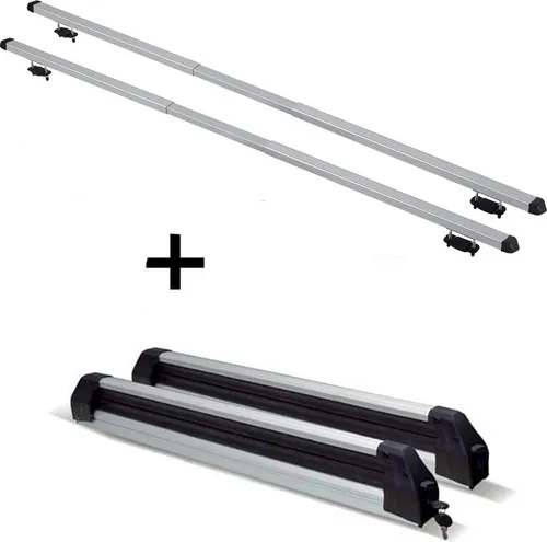 Skiträger Silver Ice ausziehbar + Dachträger RAPID kompatibel mit für Mercedes E Kombi (S211) (5Türer) 03-08